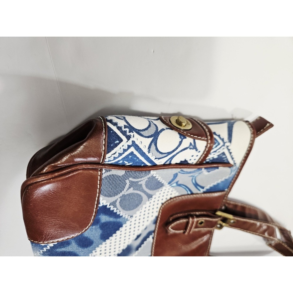 Coach Blue Amd White Crisp Denim Patchwork Medium Purse Handbag Bag 1202 - Picture 9 of 12